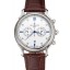 Patek Philippe Chronograph White Dial With Diamond And Blue Markings Stainless Steel Case Brown Leather Strap