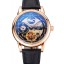 Patek Philippe Dual Time Moonphase Tourbillon Black Skeletonised Rose Gold Case Black Leather Strap
