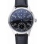 Patek Philippe Geneve Two Dial Black Dial Stainless Steel Bezel Black Leather Band 622145