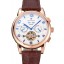 Patek Philippe Perpetual Calendar Tourbillon White Dial Rose Gold Case Brown Leather Strap