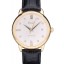 Piaget Swiss Traditional White Radial Pattern Dial Black Leather Strap 7635