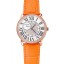 Replica Cartier Ronde Louis Gold Diamond Case White Dial Orange Leather Bracelet 1454008