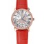 Replica Cartier Ronde Louis Gold Diamond Case White Dial Red Leather Bracelet 1454005