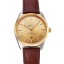 Replica Omega Globemaster Gold Dial And Bezel Stainless Steel Case Brown Leather Strap