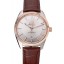 Replica Omega Globemaster Silver Dial Rose Gold Bezel Stainless Steel Case Brown Leather Strap