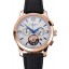 Replica Patek Philippe Chronograph White Guilloche Dial Rose Gold Case Black Leather Strap