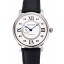 Replica Top Swiss Cartier Rotonde Solo White Dial Silver Case Black Leather Strap