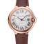 Swiss Ballon Blue De Cartier Gold Case White Dial Roman Numerals Brown Leather Bracelet 622651