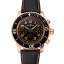 Swiss Blancpain Fifty Fathoms Flyback Chronograp Carbon Fiber Dial Rose Gold Case Black Leather Strap
