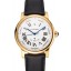 Swiss Cartier Rotonde Annual Calendar White Dial Gold Case Black Leather Strap