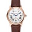 Swiss Cartier Rotonde Annual Calendar White Dial Rose Gold Case Brown Leather Strap
