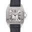Swiss Cartier Santos Dumont Diamond Case White Dial Roman Numerals Black Leather Bracelet 622652