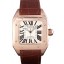 Swiss Cartier Santos Rose Gold with Brown Leather Strap 621522
