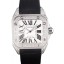 Swiss Cartier Santos Silver Bezel with Diamonds and Black Leather Strap sct47 621531