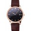 Swiss Girard-Perregaux 1966 Black Dial Gold Diamond Case Brown Leather Strap