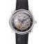 Swiss Hermes Arceau Skeleton Black Dial Blue Hands Stainless Steel Case Black Leather Strap