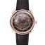Swiss Hermes Arceau Skeleton Black Dial Brown Hands Rose Gold Case Black Leather Strap