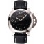 Swiss Panerai Luminor Marina 1950 3 Days Black Dial Stainless Steel Case Black Leather Strap