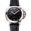 Swiss Panerai Luminor Marina Date Black Dial Stainless Steel Case Black Leather Strap