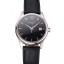 Swiss Patek Philippe Calatrava Black Dial Stainless Steel Case Black Leather Strap