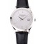 Swiss Patek Philippe Calatrava Silver Dial Stainless Steel Case Black Leather Strap