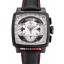 Tag Heuer Monaco Black-Red Perforated Leather Strap White Dial 80307