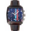 Tag Heuer Monaco Calibre 36 Blue And Orange Stripes Dial Black Leather Strap 622302