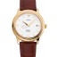 Top Omega De Ville Prestige Co-Axial White Dial Gold Case Brown Leather Strap Roman Numeral