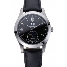 2016 Jaeger LeCoultre Master Black Dial Black Leather Band Stainless Steel Bezel 622079