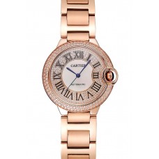 AAA Fake Swiss Cartier Ballon Bleu 40 MM Diamond Dial Diamond Case Rose Gold Bracelet 1453881