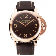 AAAAA Swiss Panerai Luminor Brown Dial Rose Gold Case Brown Leather Strap 1453841