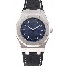 Audemars Piguet Royal Oak Fondation Blue Dial Stainless Steel Case Black Leather Strap