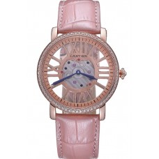 Best Cartier Rotonde Skeleton Flying Tourbillon Light Pink 621960