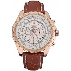 Breitling Bentley Motors Speed Gold Case White Dial Brown Leather Bracelet 622233