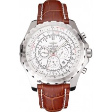 Breitling Bentley Motors T Stainless Steel Case White Dial Brown Leather Bracelet 622234
