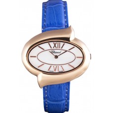 Chopard Luxury Gold Bezel with White Dial and Blue Leather Strap 621544