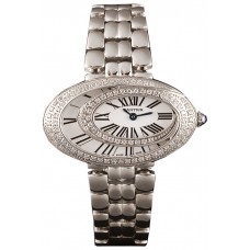 Copy Cartier Baignoire Hypnose White Dial Diamonds Steel Case Steel Bracelet