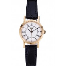 Copy Top Longines La Grande Classique White Round Dial Gold Case Black Leather Band Small 622383
