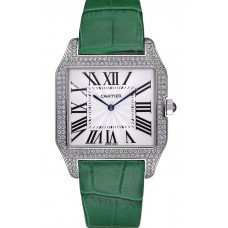 Fake Cartier Santos 100 Diamond Silver Bezel 621929