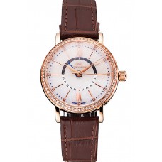 Fake Fashion IWC Portofino Day And Night Silver Dial Rose Gold Case Brown Leather Strap