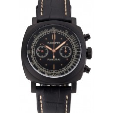 High Quality Imitation Swiss Panerai Radiomir 1940 Chronograph Black Dial Black Ionized Case Black Leather Strap