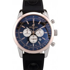 High Quality Replica Breitling Transocean Black Dial Black Rubber Strap Rose Gold Bezel 98208