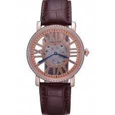 Imitation Cartier Rotonde Skeleton Flying Tourbillon Brown 621961