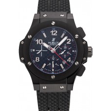 Imitation Fashion Swiss Hublot Big Bang Carbon Effect Dial Black Case Black Rubber Bracelet 1453902