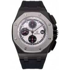 Imitation Swiss Audemars Piguet Royal Oak Offshore Chronograph White Dial Black Steel Case Black Rubber Strap 622862