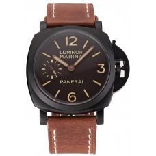 Imitation Swiss Panerai Luminor Marina Brown Dial Black PVD Case Brown Leather Strap 1453849