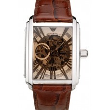 Knockoff Emporio Armani Meccanico Brown Leather Strap Open Dial 98255