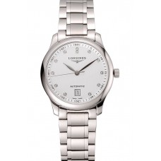 Knockoff Hot Swiss Longines Master White Dial Diamond Hour Markers Stainless Steel Bracelet 1453927