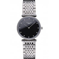 Longines La Grande Classique Stainless Steel Black Dial Diamond Bezel Homme 622107