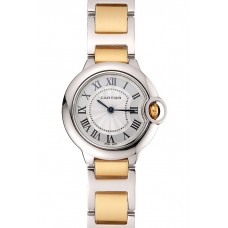Luxury Cartier Ballon Bleu 30mm White Dial Stainless Steel Case Two Tone Bracelet